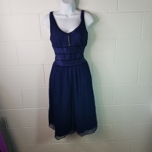 Vtg y2k does 20s blue silk retro dress - Picture 2 of 11
